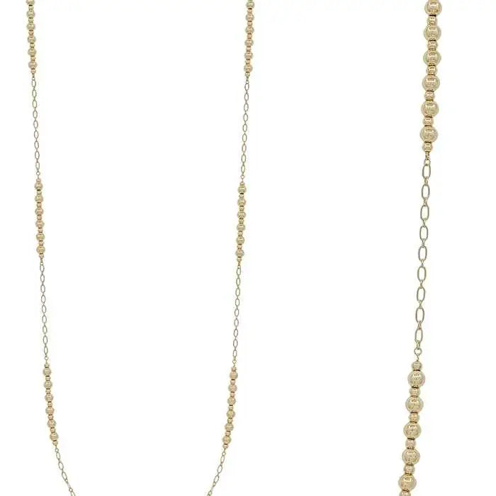 Water Resistant Gold Beaded and Gold or Silver Chain 32" Necklace, Great For Layering