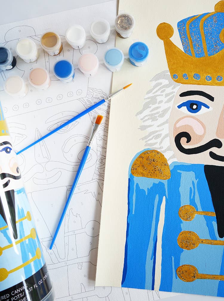 Nutcracker Paint by Number Kit with Glitter Paint BLUE HUES