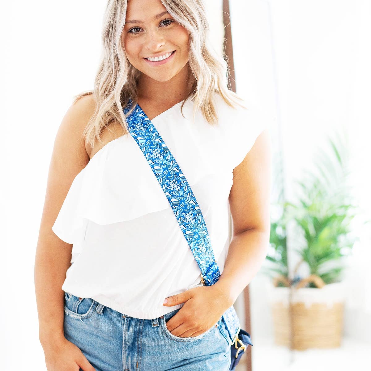 Blue White Purse Strap