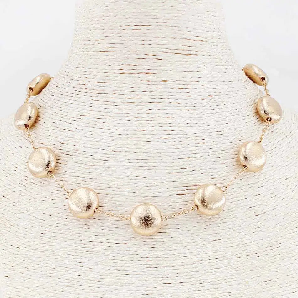 Gold Flat Bead Necklace