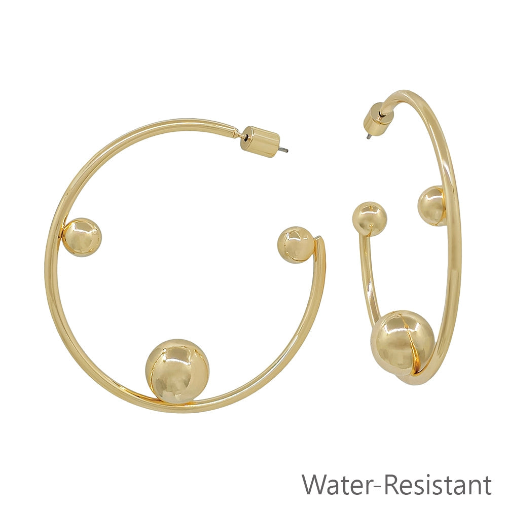 Gold Hoop Ball Earrings