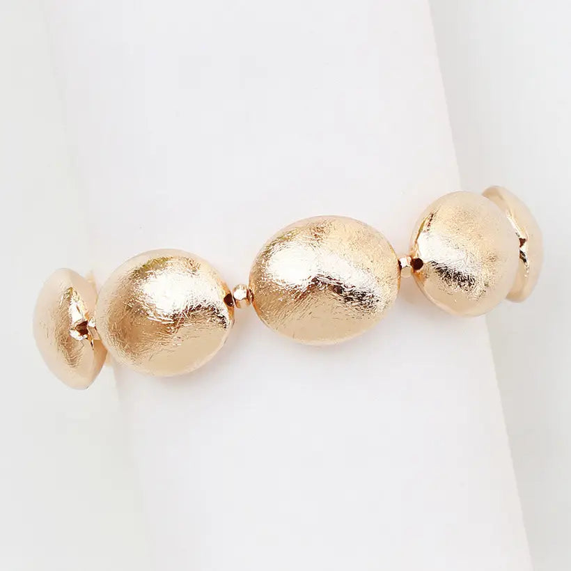 Gold Flat Bead Stretch Bracelet