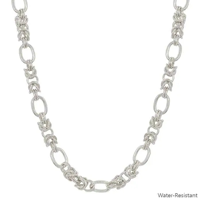 Water Resistant Silver or Gold Open Link and Chunky Oval Chain 16"-18" Necklace
