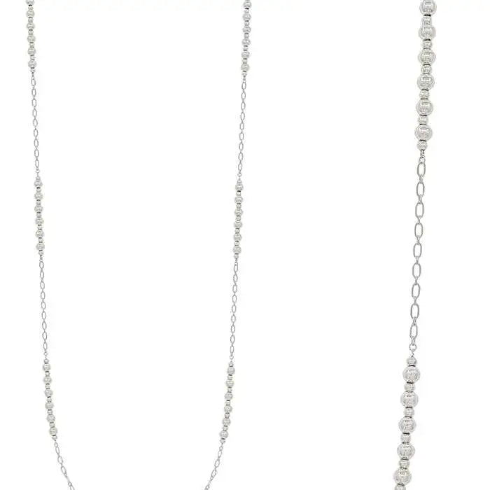 Water Resistant Gold Beaded and Gold or Silver Chain 32" Necklace, Great For Layering
