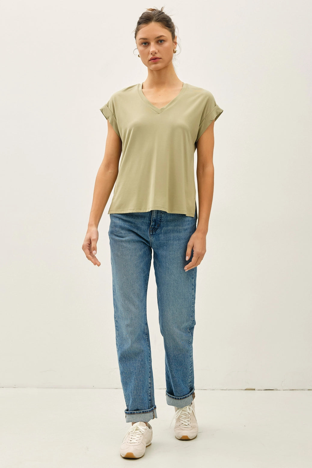 V-Neck Dolman Cap Sleeve