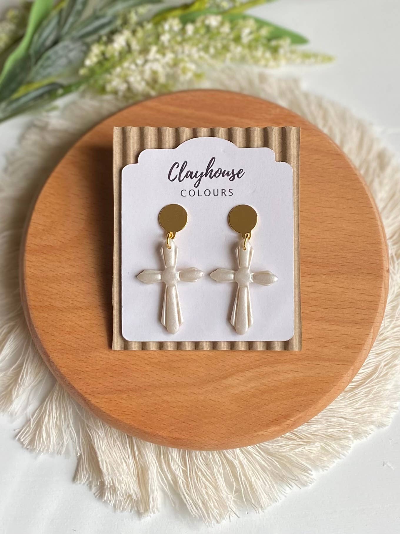 Cross Clay Earrings