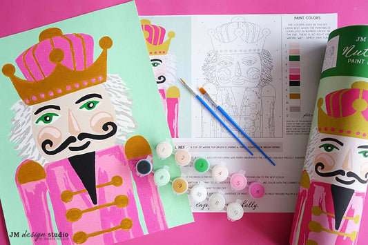 Pink Nutcracker Paint by Number Kit with Glitter Paint