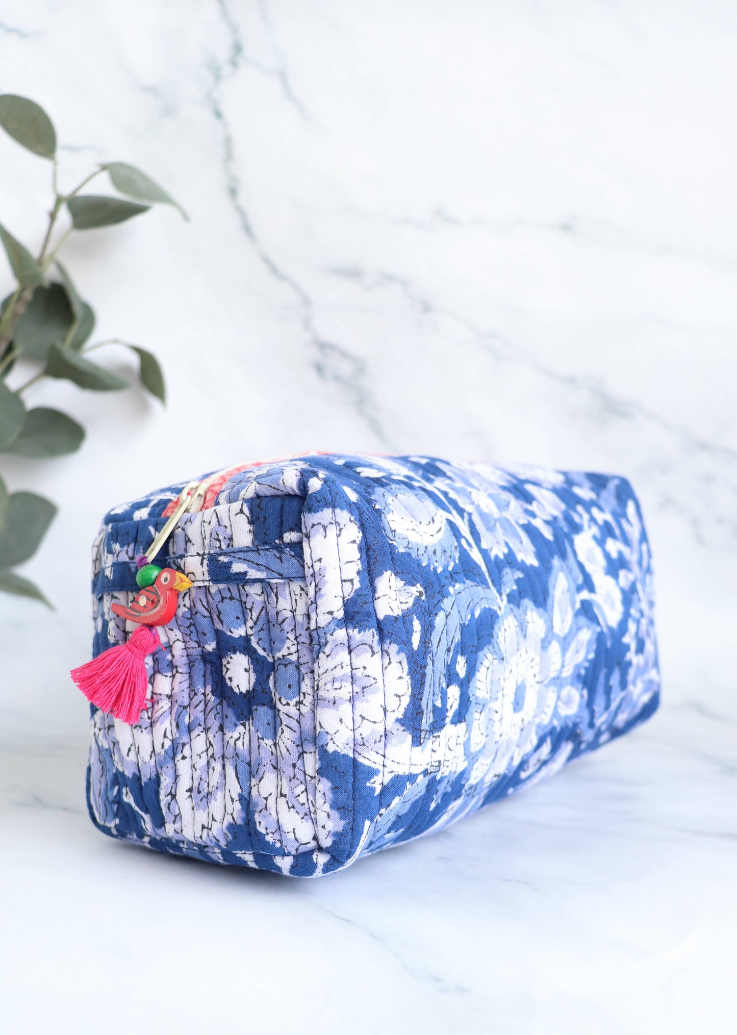 Floral Quilted Makeup Travel Bag