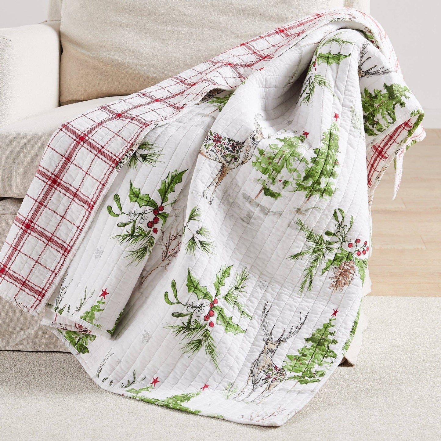 Sleigh Bells Quilted Throw Blanket