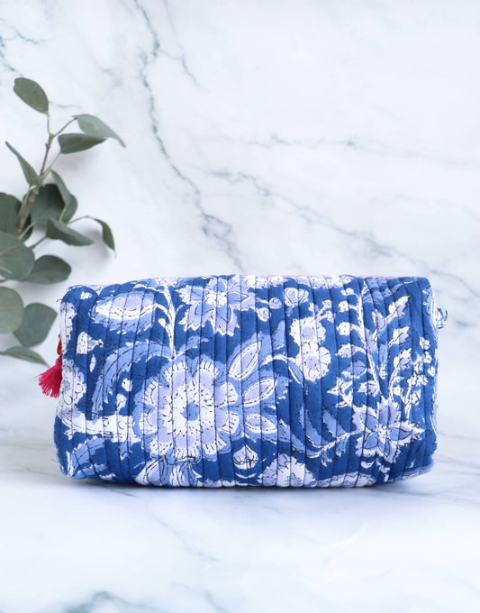 Floral Quilted Makeup Travel Bag