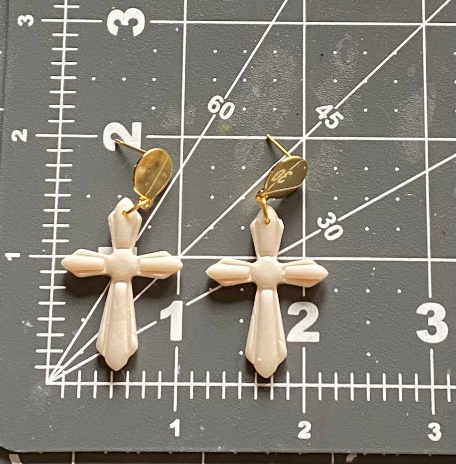 Cross Clay Earrings