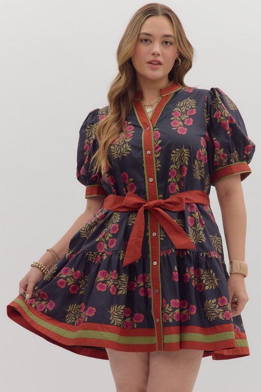 Navy Floral Plus