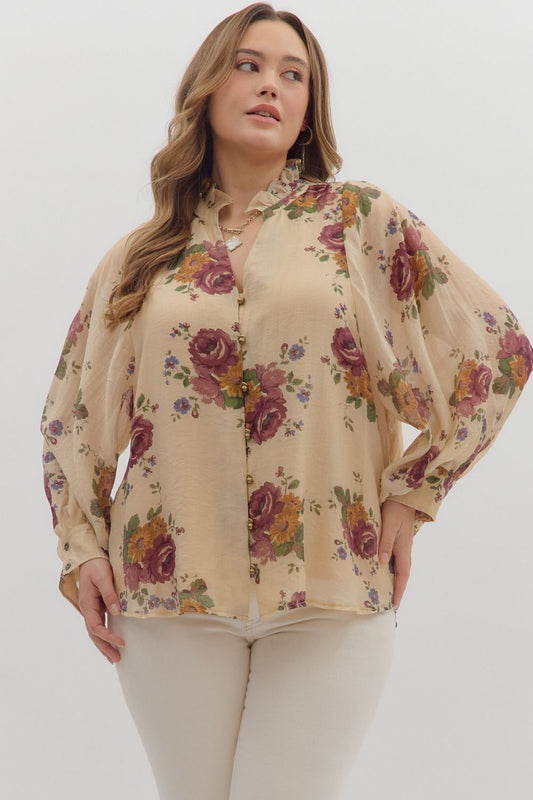 Tan Floral - Curvy