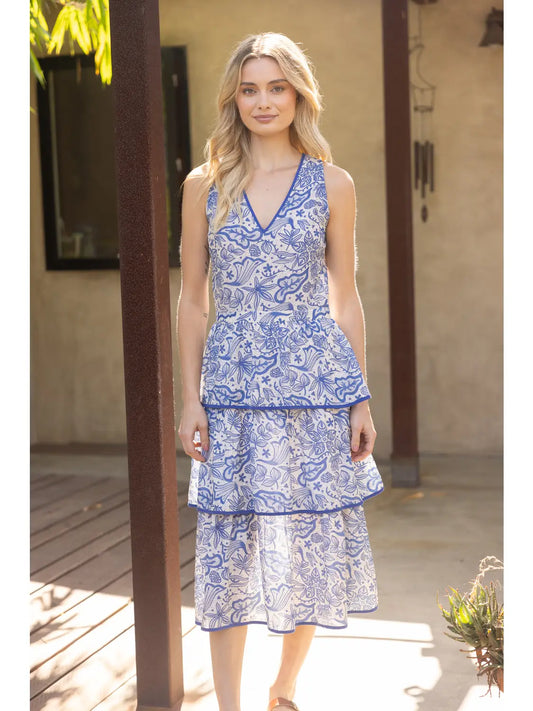 Tiered Midi Blue