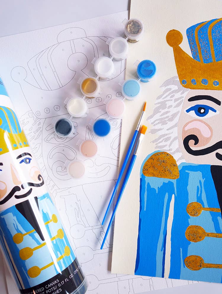 Nutcracker Paint by Number Kit with Glitter Paint BLUE HUES