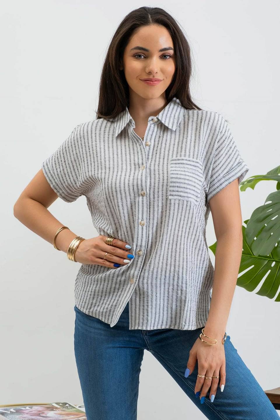 STRIPE LINEN SHIRT