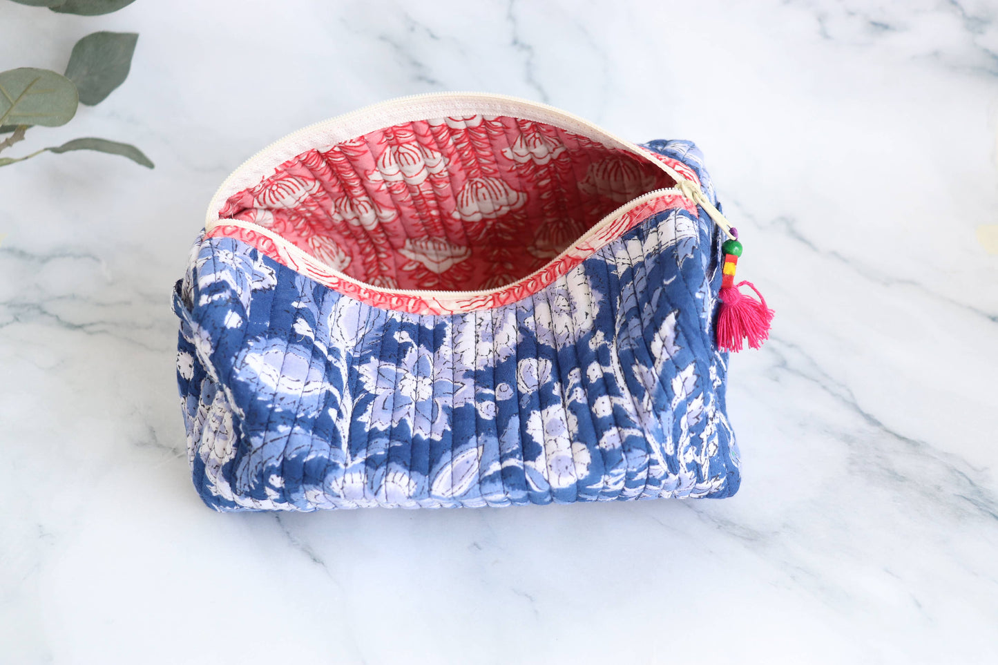 Floral Quilted Makeup Travel Bag