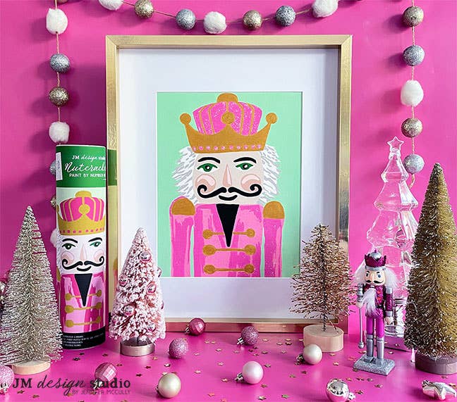 Pink Nutcracker Paint by Number Kit with Glitter Paint