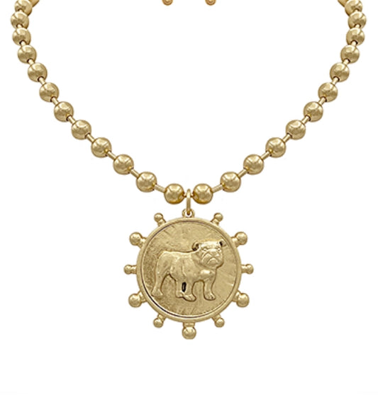 Bulldog Coin Necklack