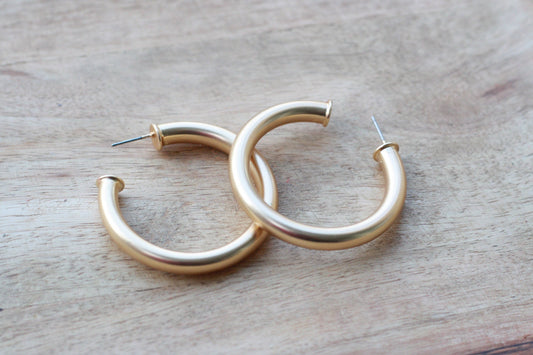 Brushed Gold  Hoops