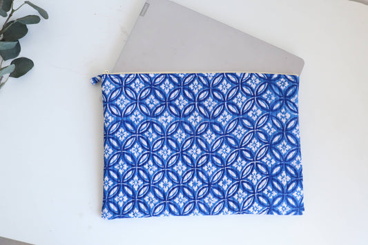 Floral Cotton Laptop Sleeve, Quilted Case for 13-16” MacBook