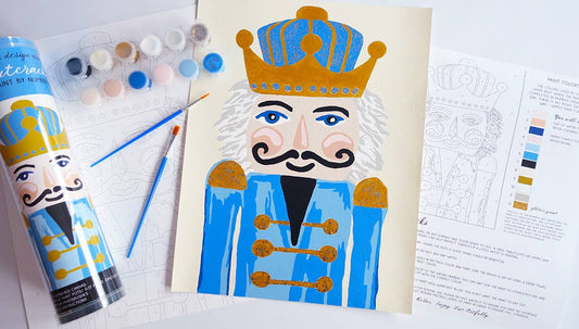 Nutcracker Paint by Number Kit with Glitter Paint BLUE HUES