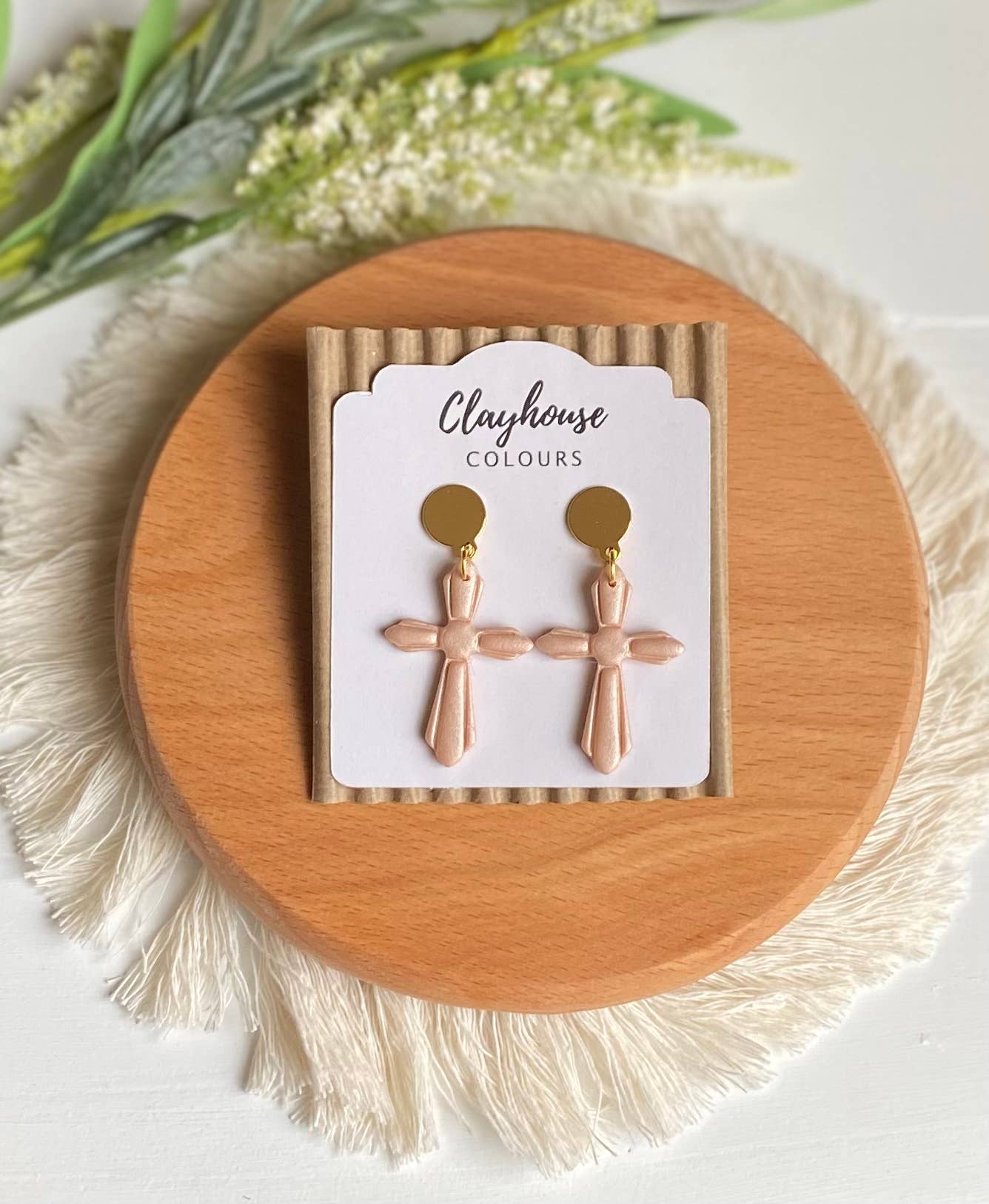 Cross Clay Earrings