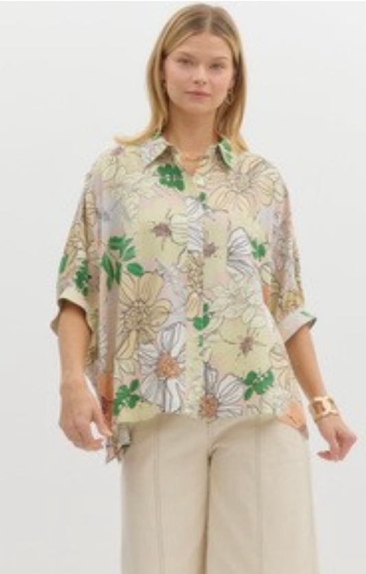 Floral Taupe Top