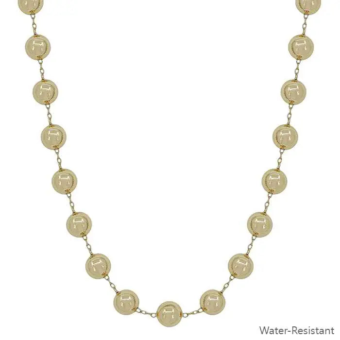 Water Resistant 10mm Silver or Gold Beaded and Chain 16"-18" Necklace