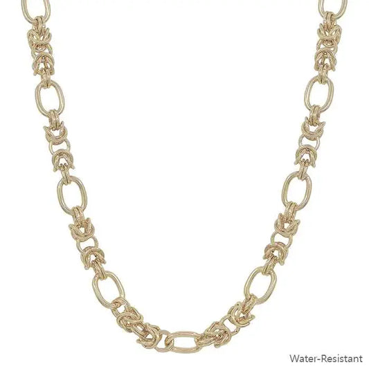 Water Resistant Silver or Gold Open Link and Chunky Oval Chain 16"-18" Necklace