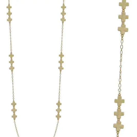 Water Resistant Silver or Gold Cross and Chain 32" Necklace