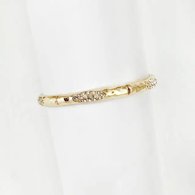 Gold Bracelet with Clear Crystal Accents Stretch Bracelet, Great For Stacking!