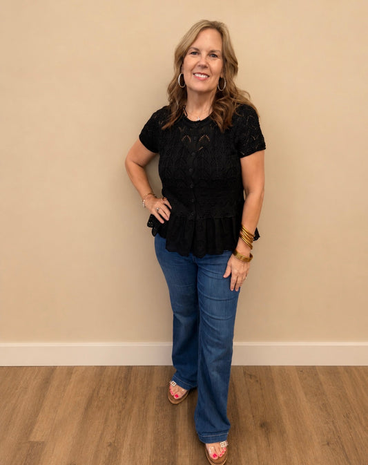 Pointelle Eyelet Peplum
